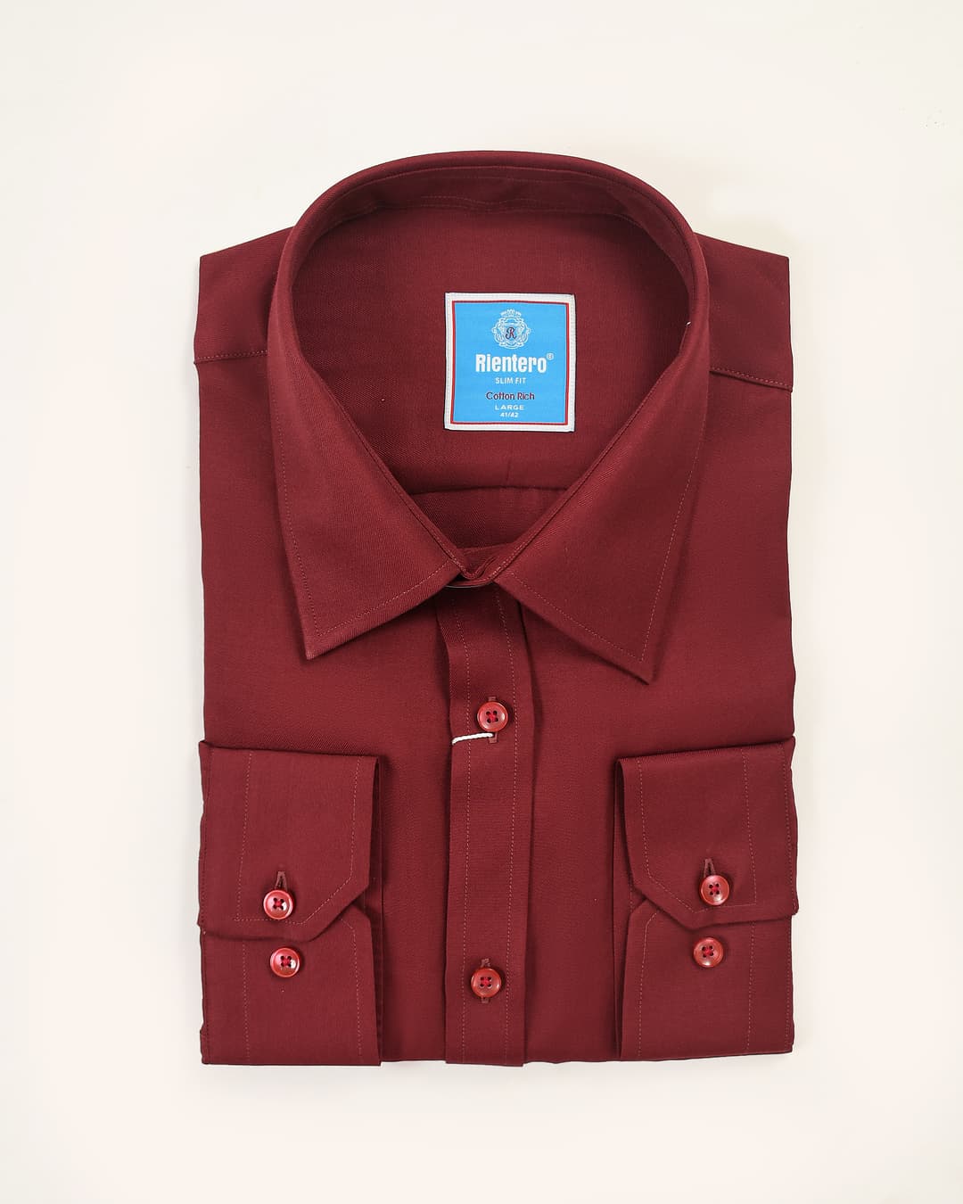 Premium Solid Maroon Cotton Slim Fit Shirt