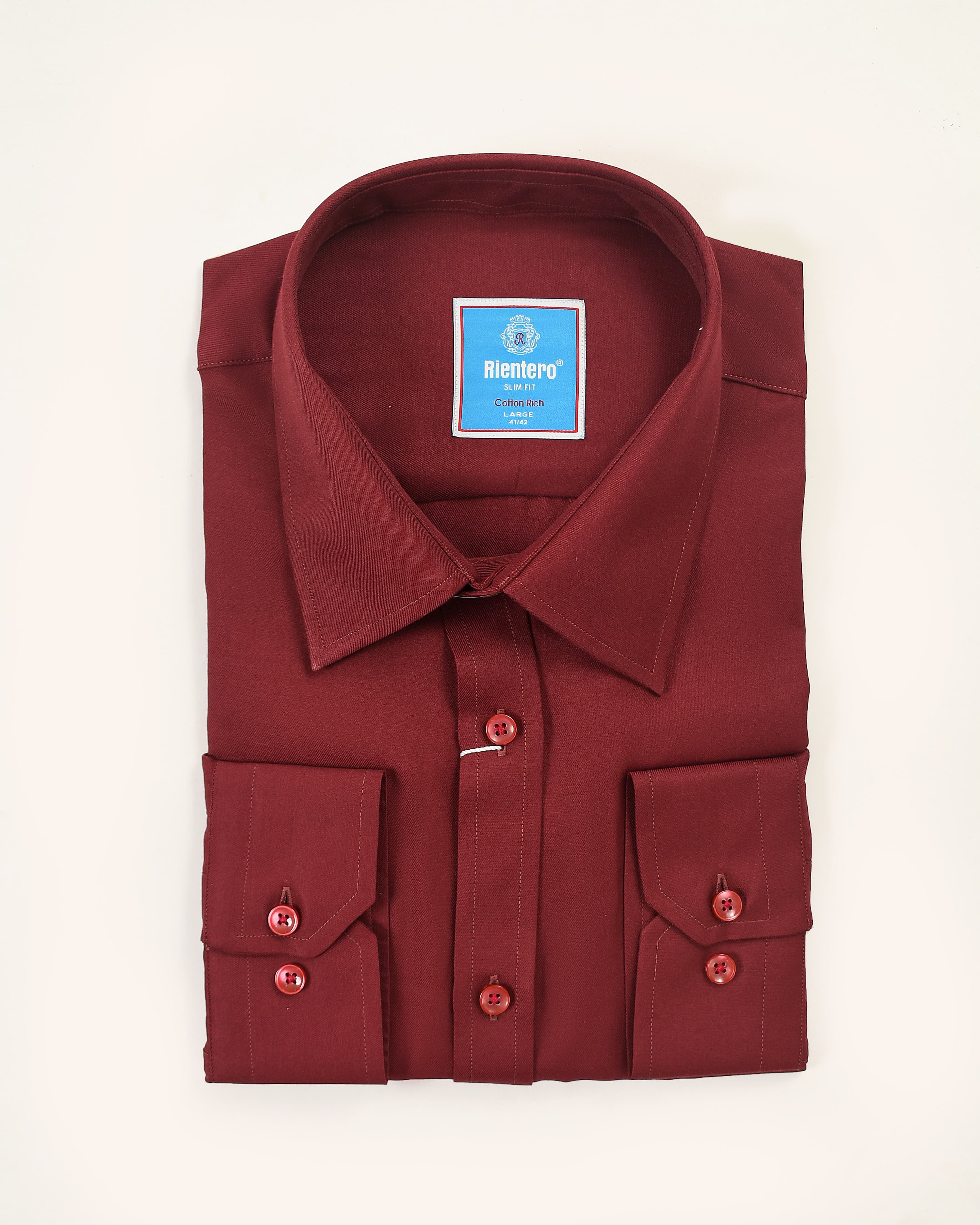 Premium Solid Maroon Cotton Slim Fit Shirt