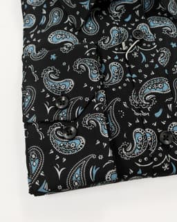 Premium Black Paisley Print Long-Sleeve Shirt thumbnail