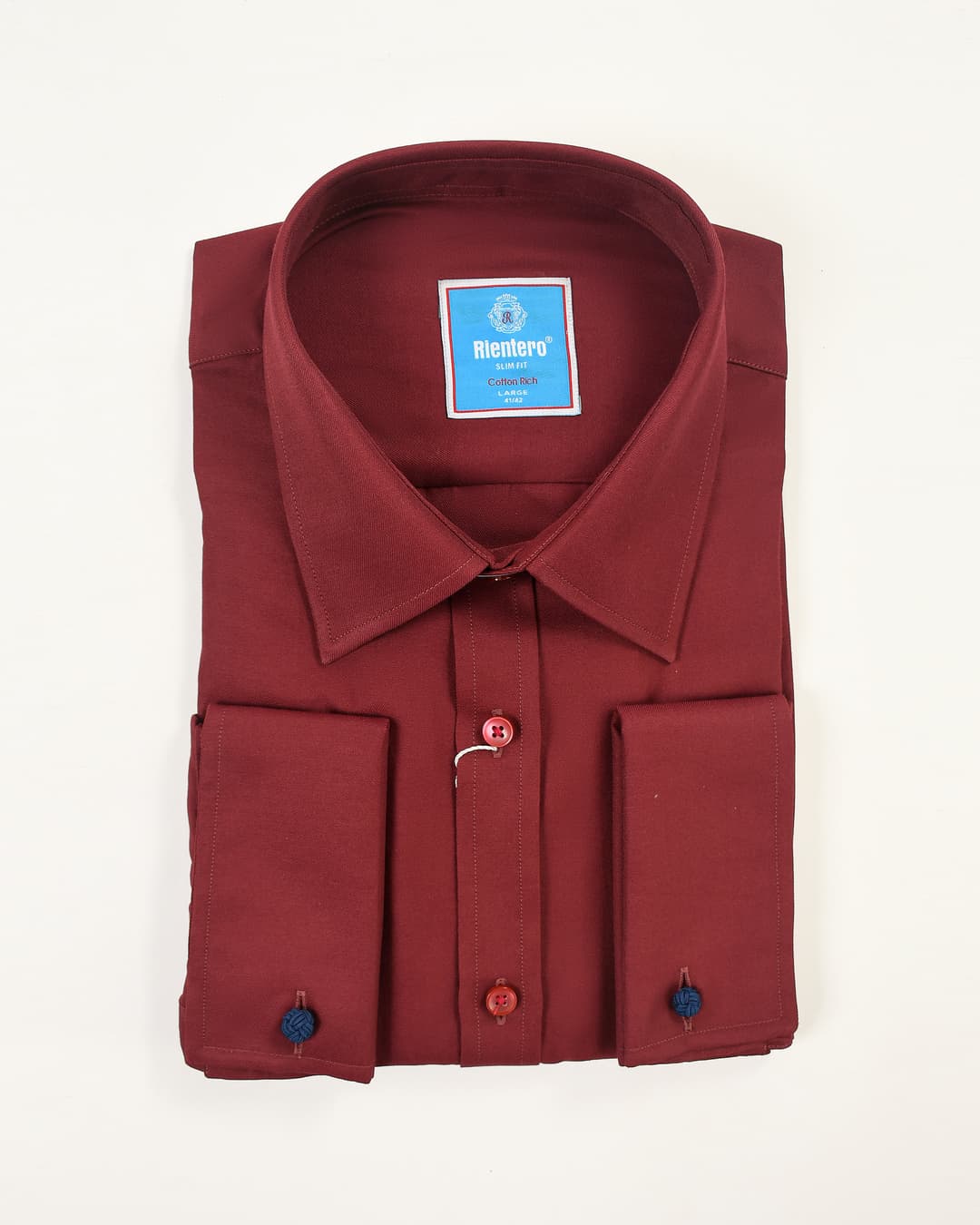 Slim-Fit "Cotton Rich" Dress Shirt – Deep Burgundy