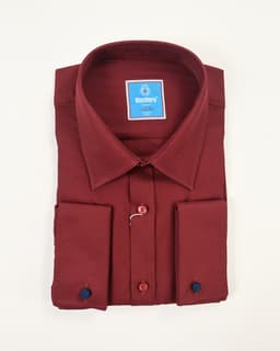 Slim-Fit "Cotton Rich" Dress Shirt – Deep Burgundy thumbnail