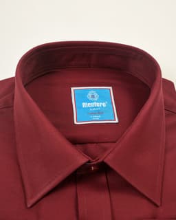 Slim-Fit "Cotton Rich" Dress Shirt – Deep Burgundy thumbnail