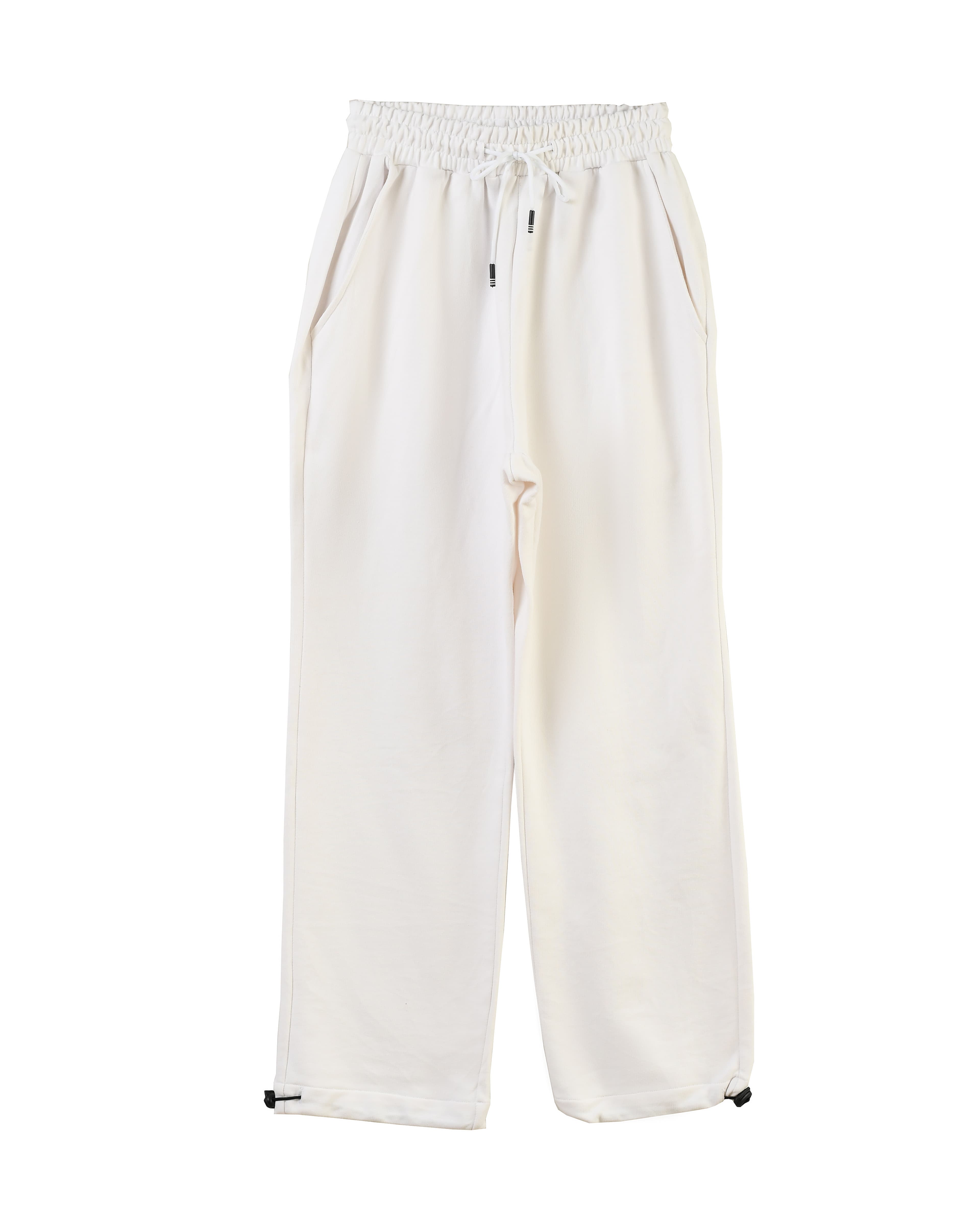 Alabaster White Wide-Leg Adjustable Sweatpants Joggers