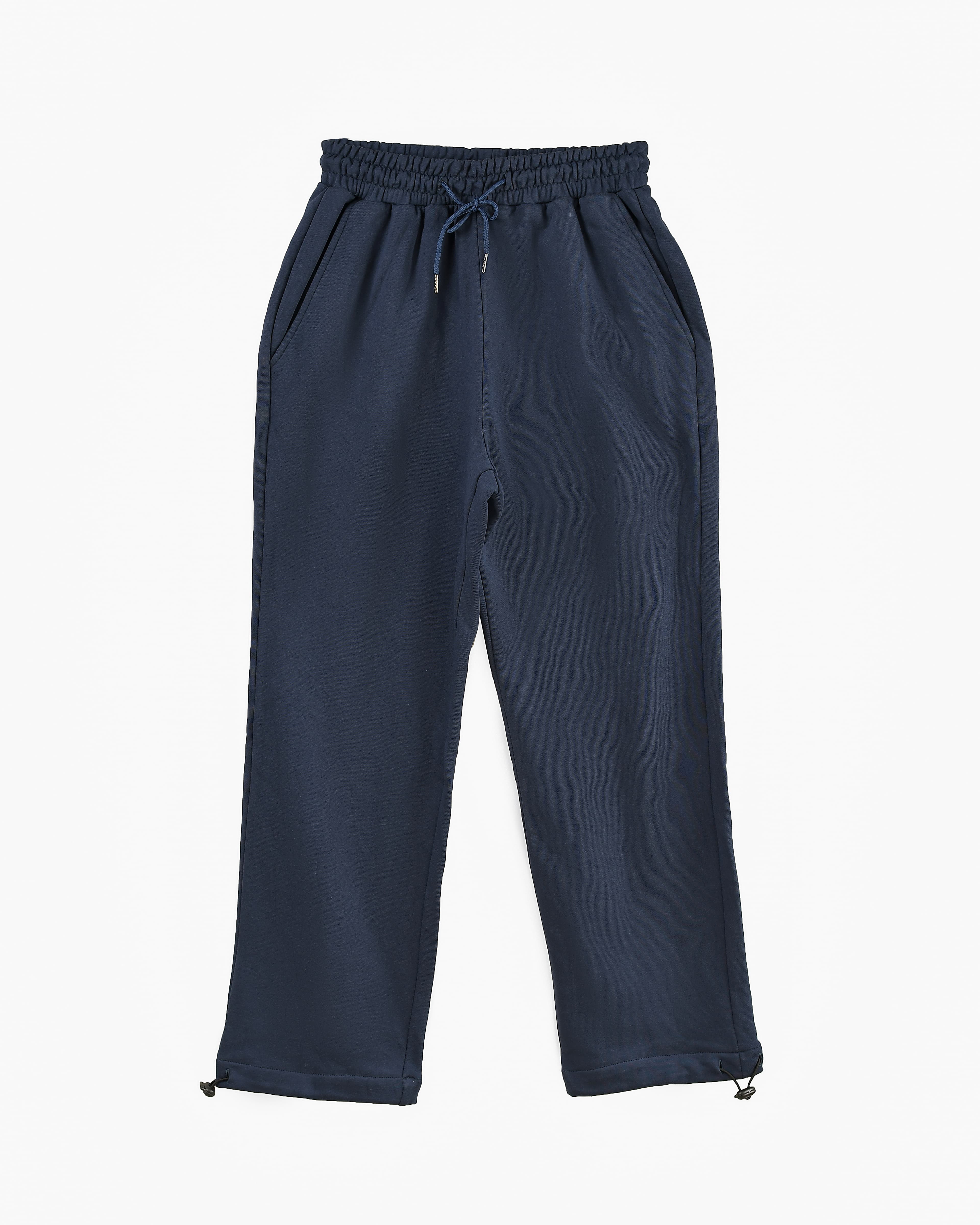 Navy blue Wide-Leg Adjustable Sweatpants Joggers