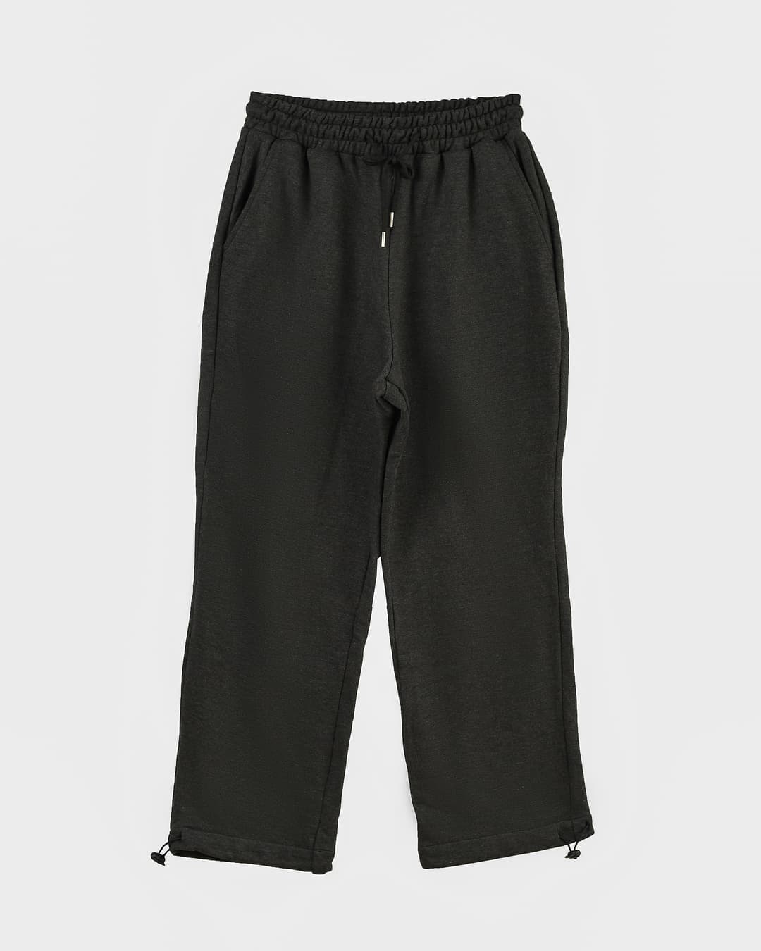 Black Wide-Leg Adjustable Sweatpants Joggers