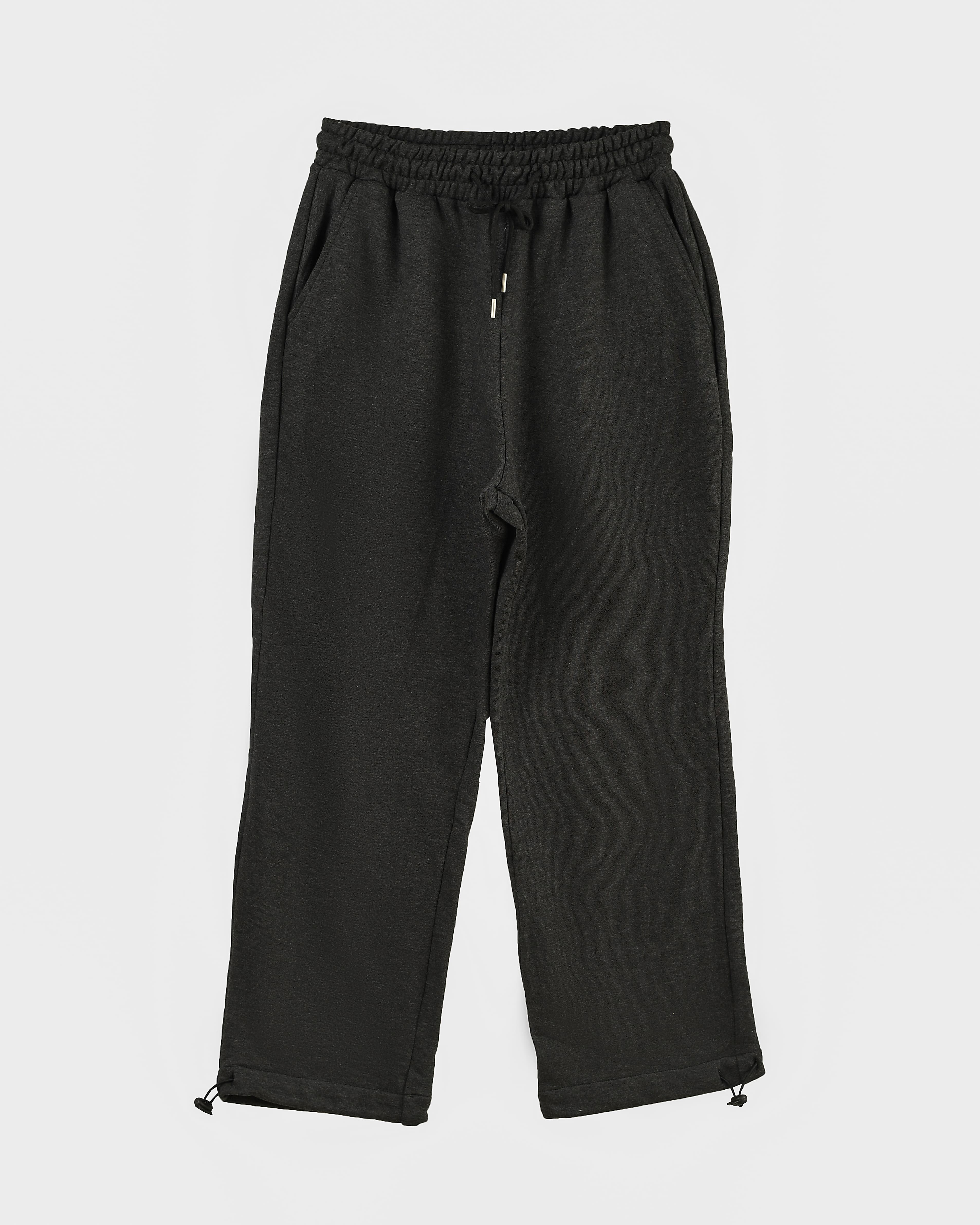 Black Wide-Leg Adjustable Sweatpants Joggers