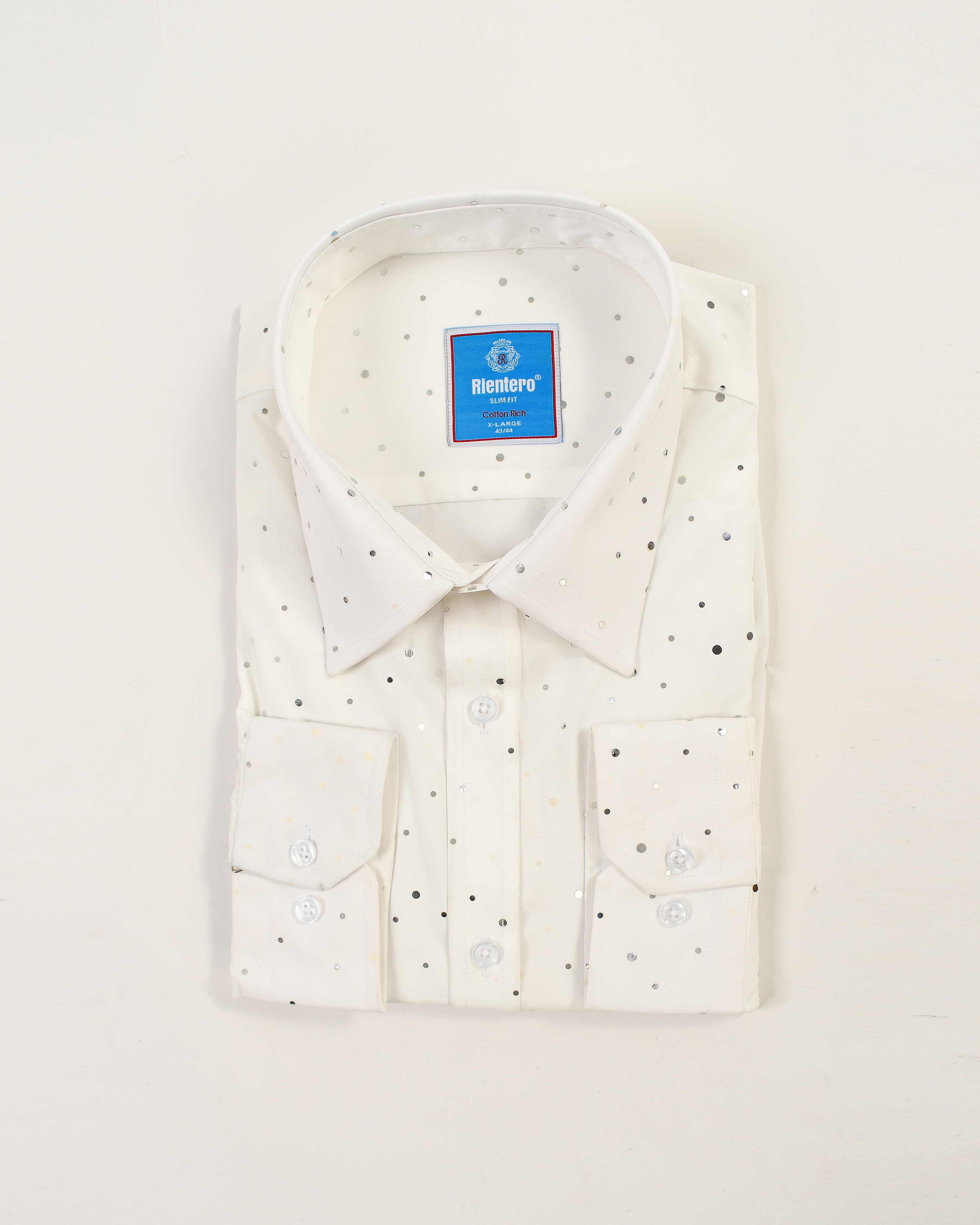 White-on-White Polka Dot Slim-Fit Shirt