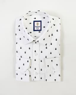 White Slim-Fit Shirt with Skull Print Men Shirt thumbnail