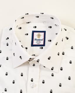 White Slim-Fit Shirt with Skull Print Men Shirt thumbnail