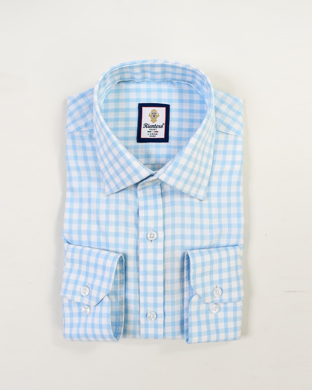 Rientero Sky Blue Textured Check Men  Shirt