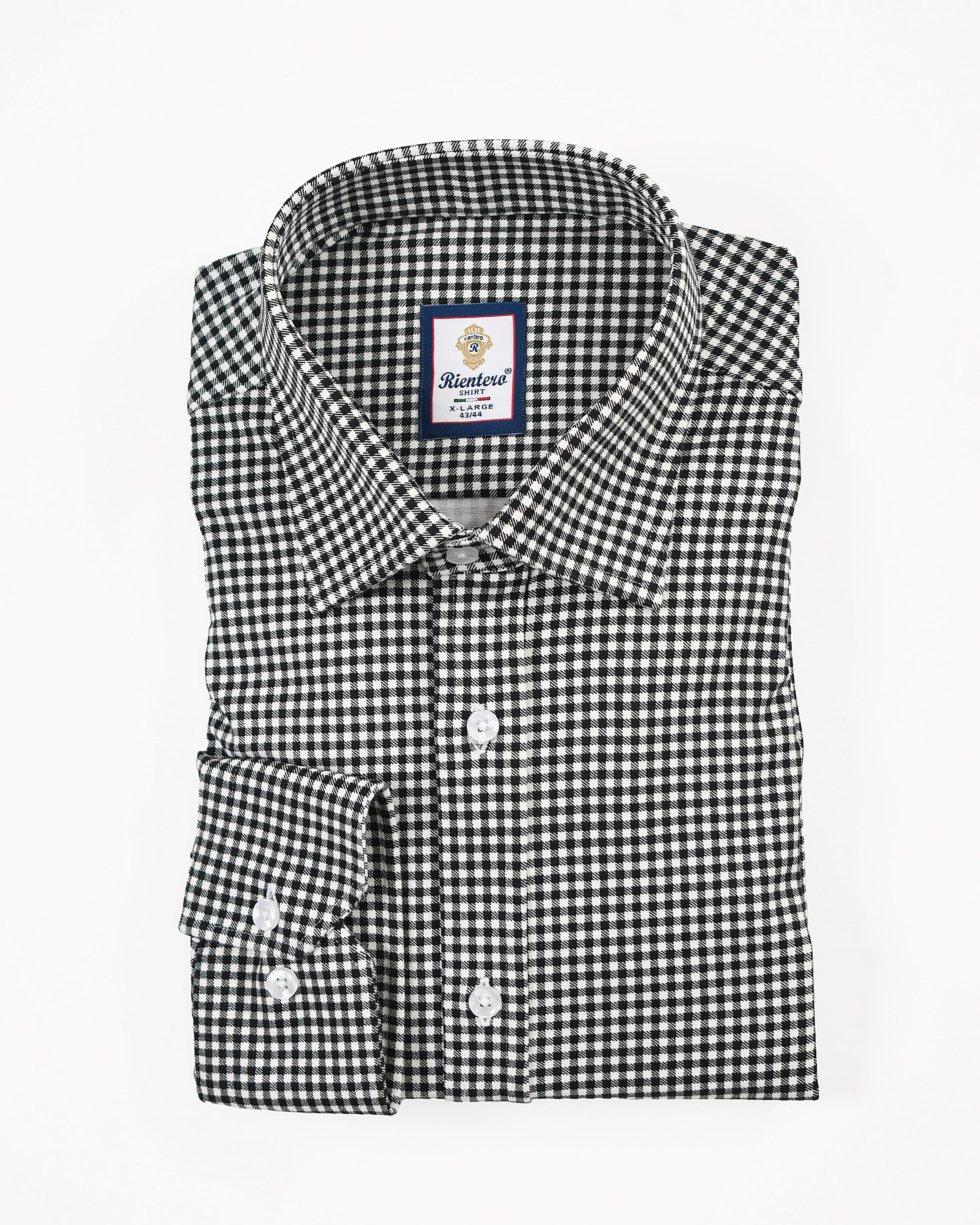 Black and White Gingham Check Men Cotton Shirt