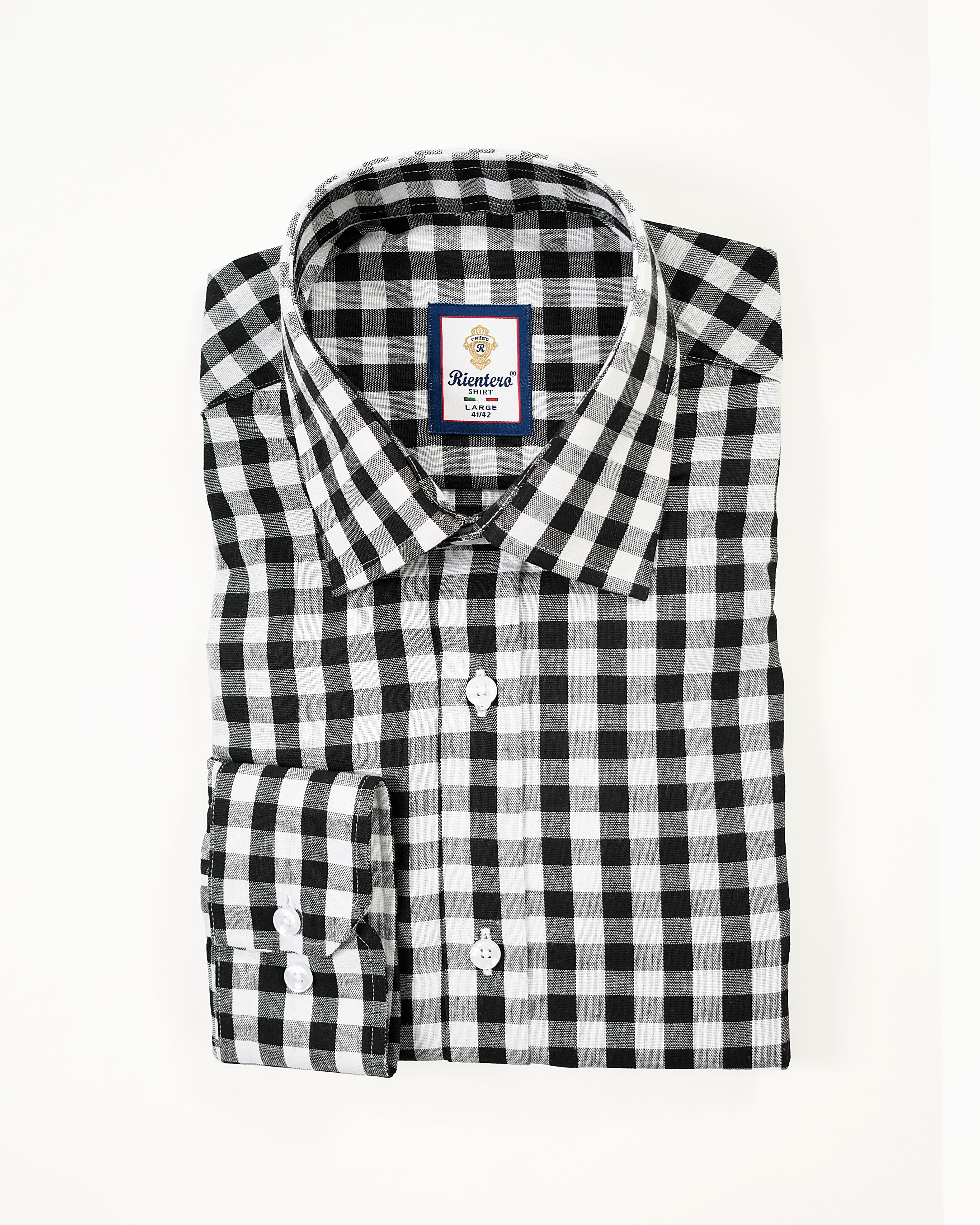 White & Black Buffalo Check Cotton Shirt