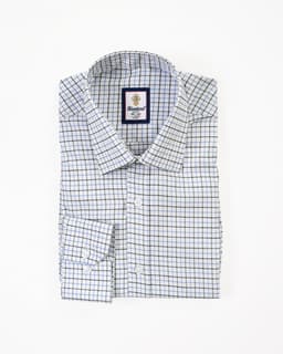 Men’s Blue & Black Tattersall Check Dress Shirt thumbnail