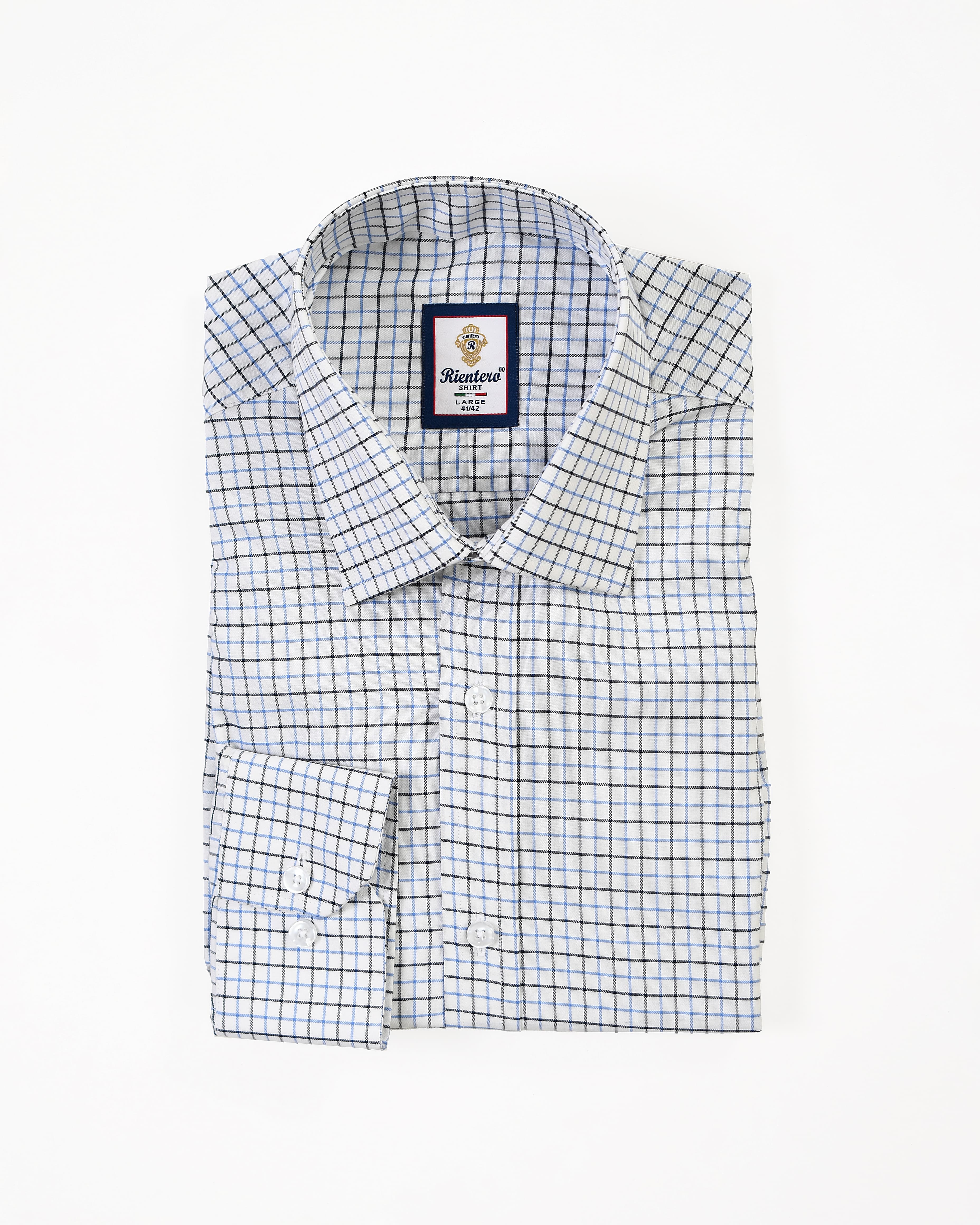 Men’s Blue & Black Tattersall Check Dress Shirt