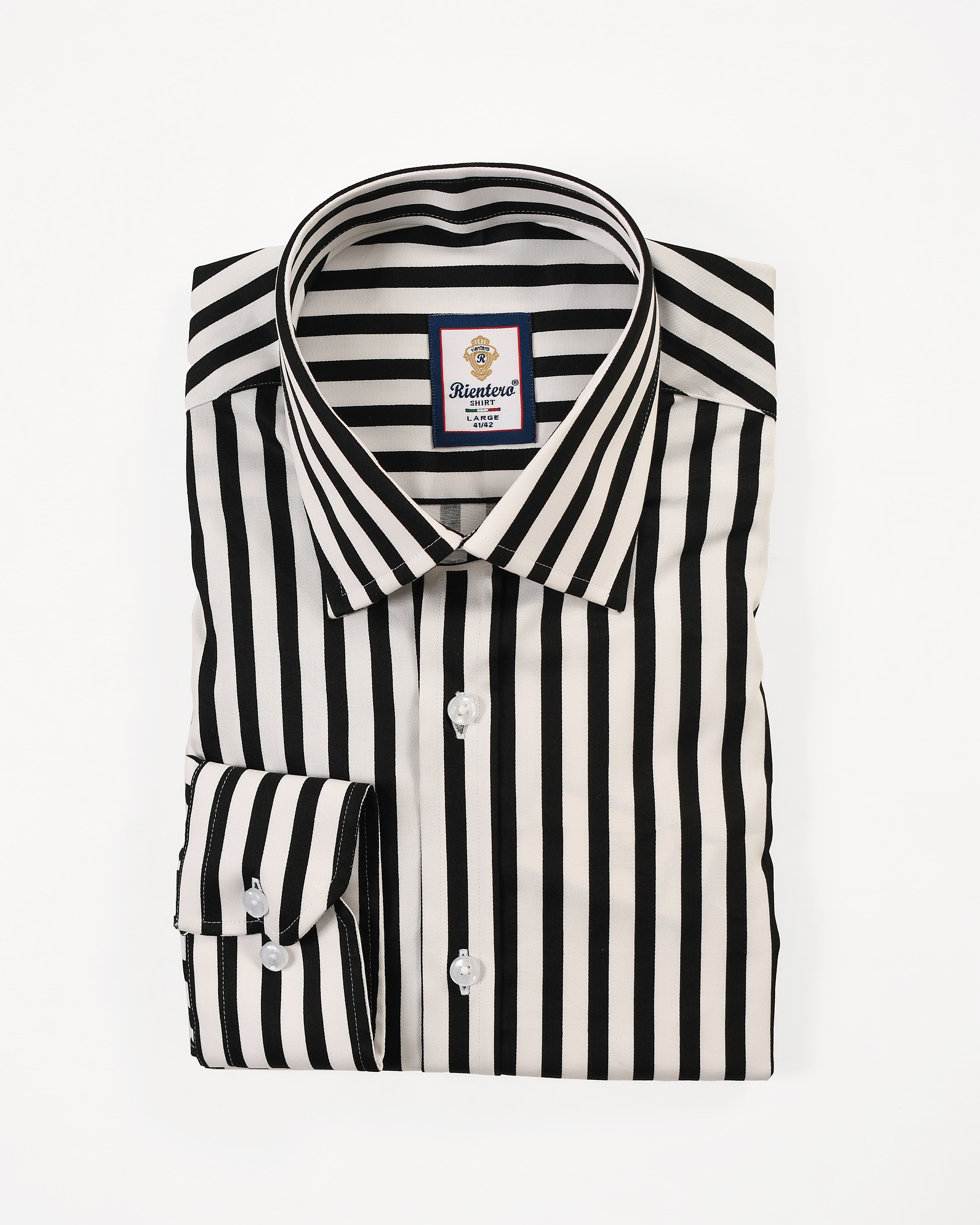 Men’s High-Contrast Black & White Stripe Cotton Shirt