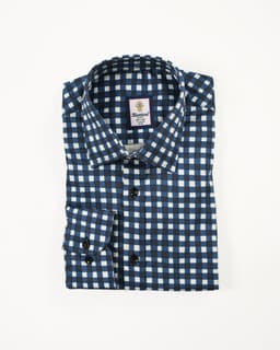  Men’s Indigo Check Dress Cotton Shirt thumbnail