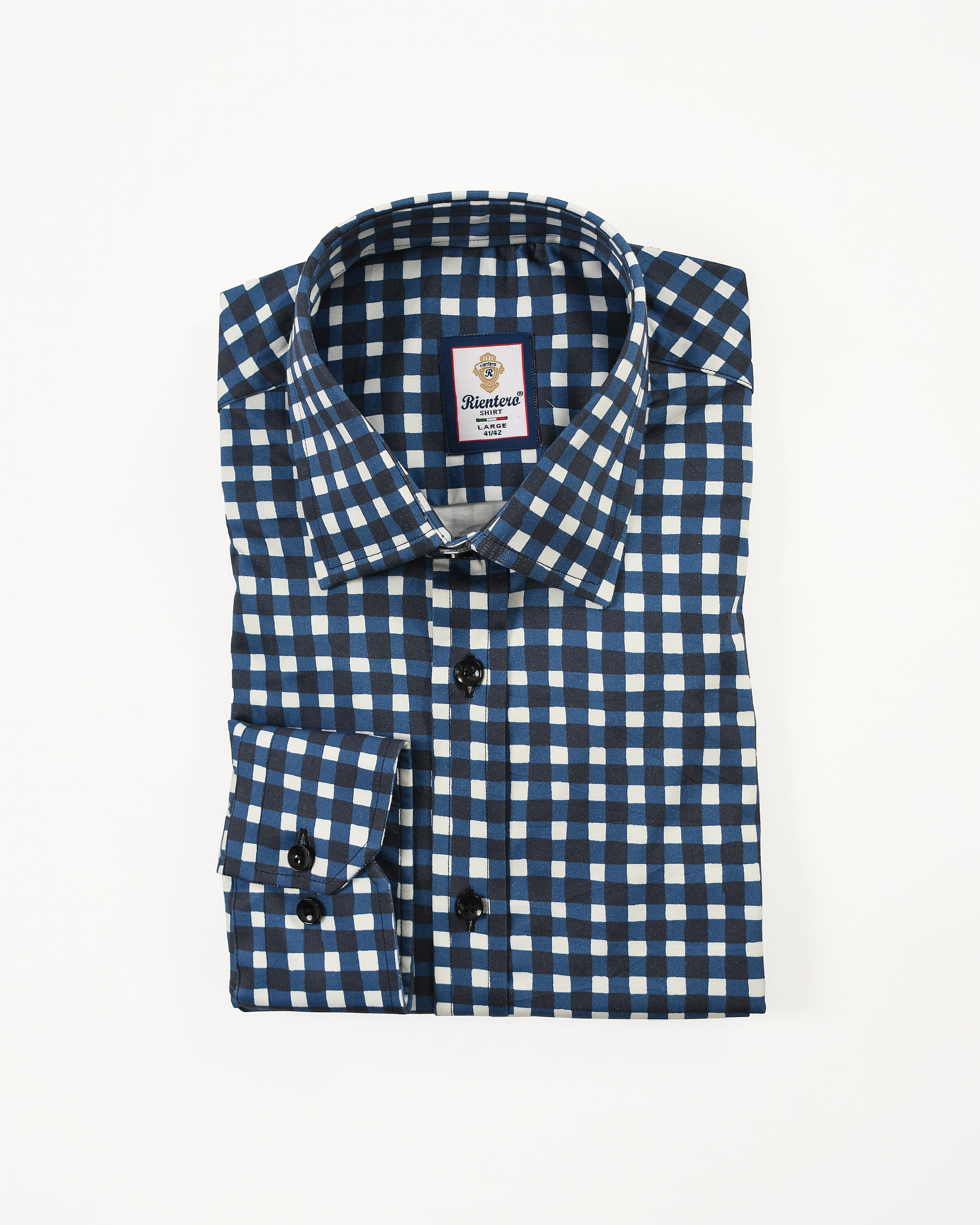  Men’s Indigo Check Dress Cotton Shirt