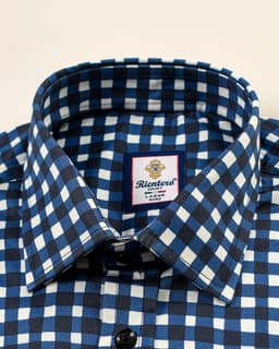  Men’s Indigo Check Dress Cotton Shirt thumbnail