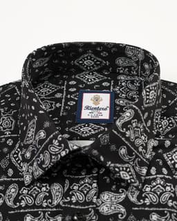 Men’s Black & White Bandana Patchwork Print Shirt thumbnail