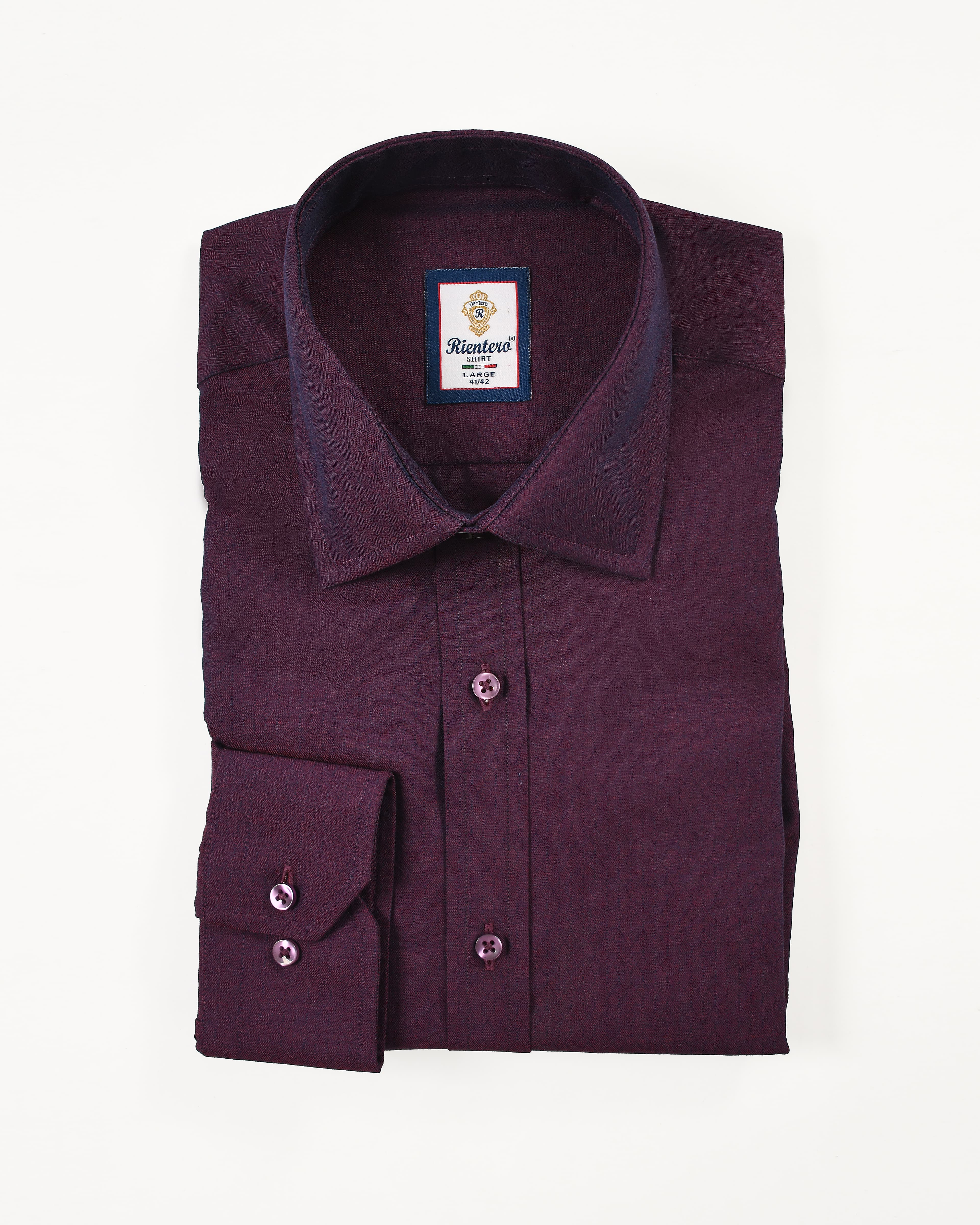 Men’s Premium Royal Burgundy Dobby Cotton Dress Shirt