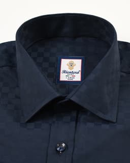 Men’s Navy Shadow-Check Jacquard Cotton Shirt thumbnail