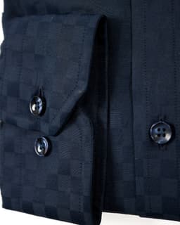 Men’s Navy Shadow-Check Jacquard Cotton Shirt thumbnail