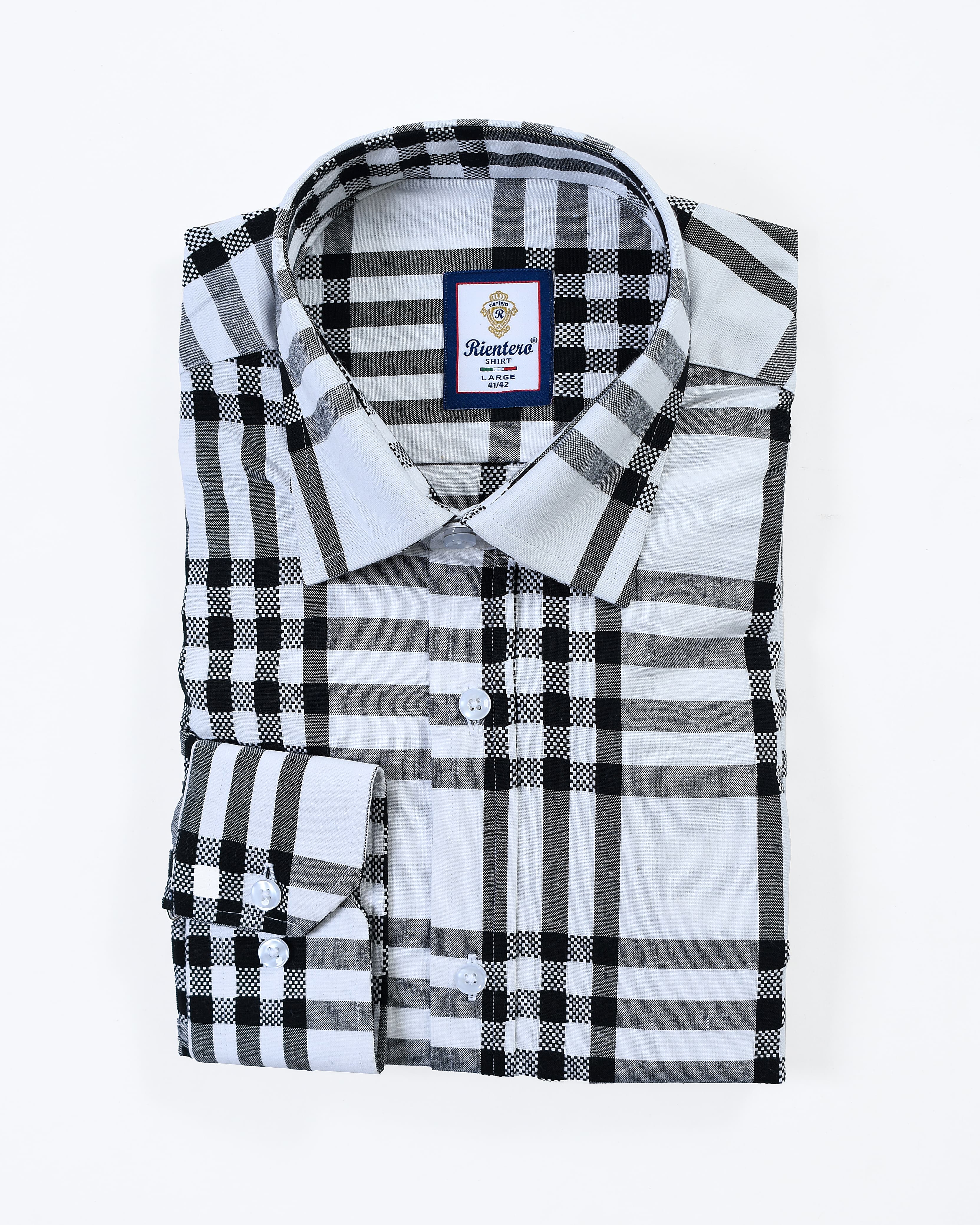 Seersucker Check Cotton Men Shirt